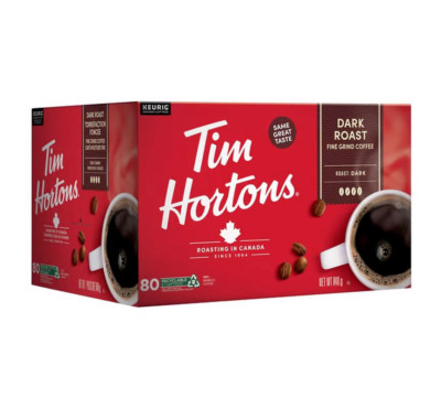 Tim Hortons Coffee K Cups Single Serve Dark Roast 80Count - Canada Fresh