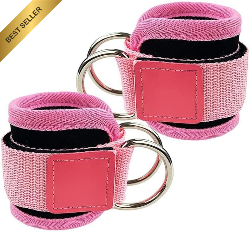 Adjustable Ankle Strap for Cable Machine Neoprene Padded Double D Ring Cuffs Wor
