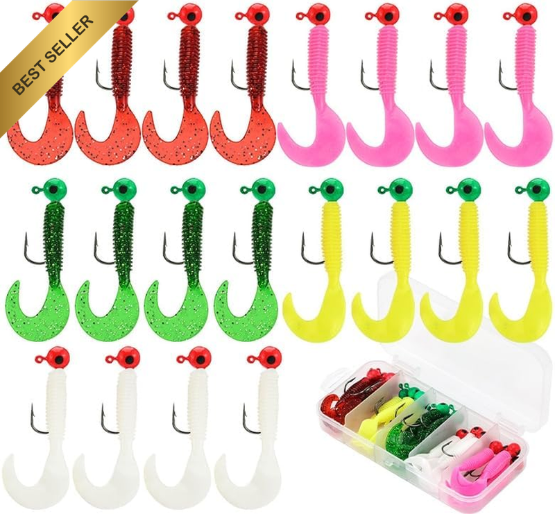 3.5G Soft Plastic Fishing Lures Set, 20 Pieces, Multiple Colours, Storage Case I