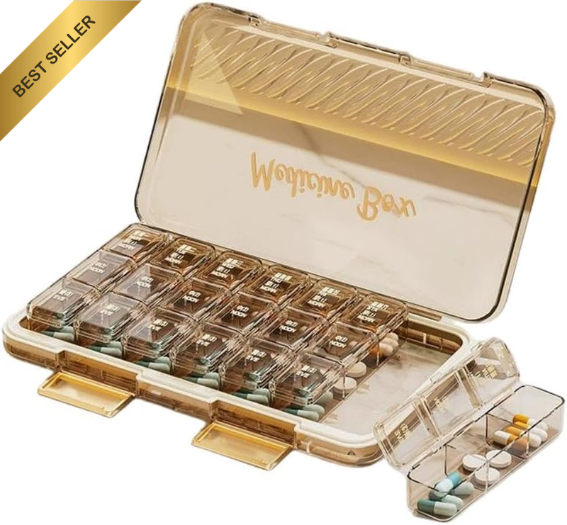 Pill Organizer 3 Times a Day, Weekly Pill Box, Large 7 Day Pill Organizer, Porta