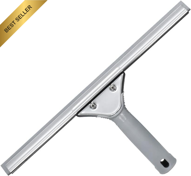 14Inch Window Squeegee with Ergonomic Non-Slip Handle, Streak-Free Rubber Strip,