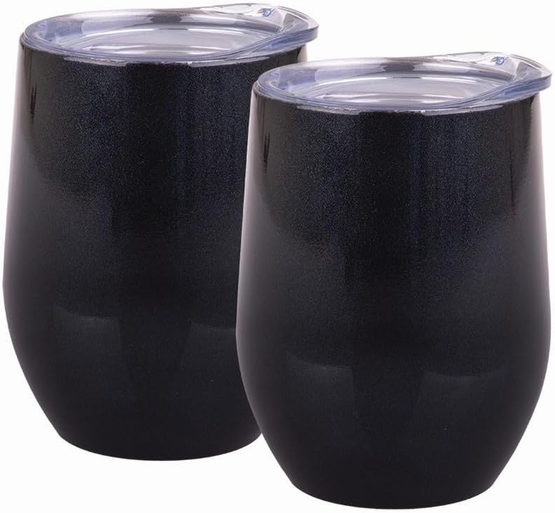 2 Piece Stainless Steel Double Wall Insulated Wine Tumbler Gift Set - Midnight