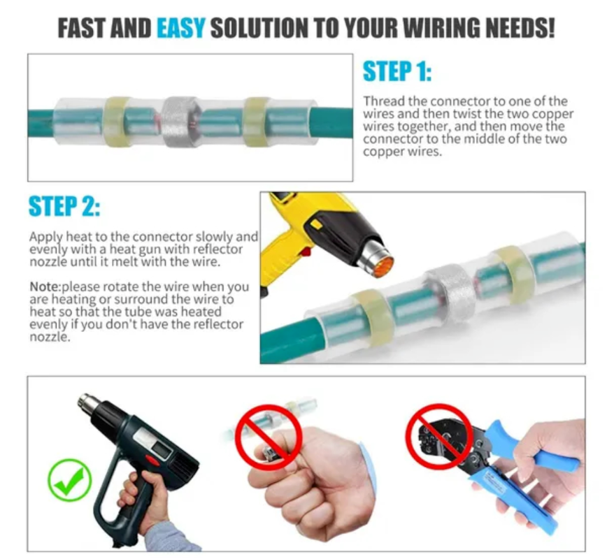 340/240PCS Solder Stick Waterproof Seal Sleeve Heat Shrink Butt Wire Connectors