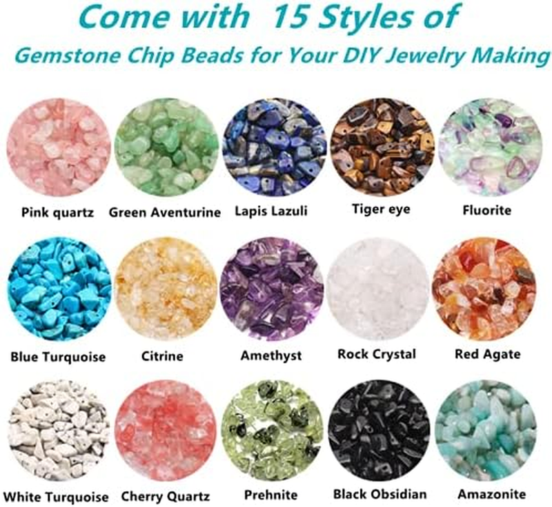 GangGangHao 1888 Pcs Natural Chip Stone Beads About 500g Irregular Gemstones Hea