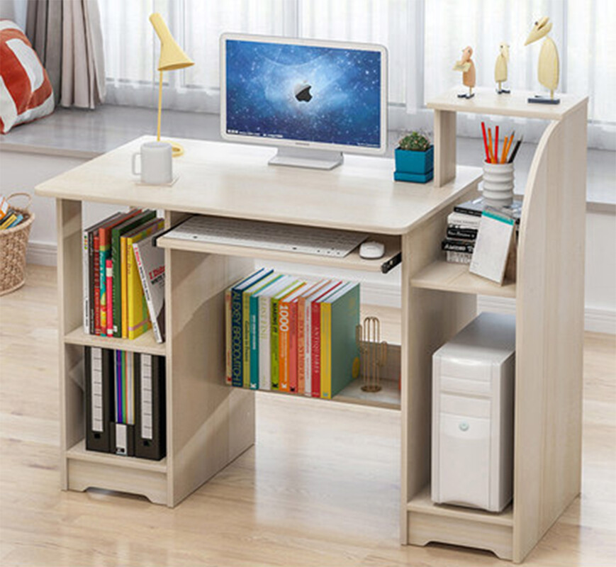 100cm Pc Computer Desk Corner Wooden Desktop Table With Shelf