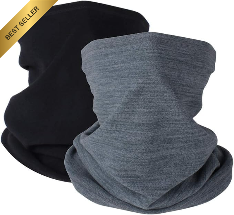 2 Pack Winter Neck Gaiter Warmer for Men&Women, Windproof Face Cover Fleece Face