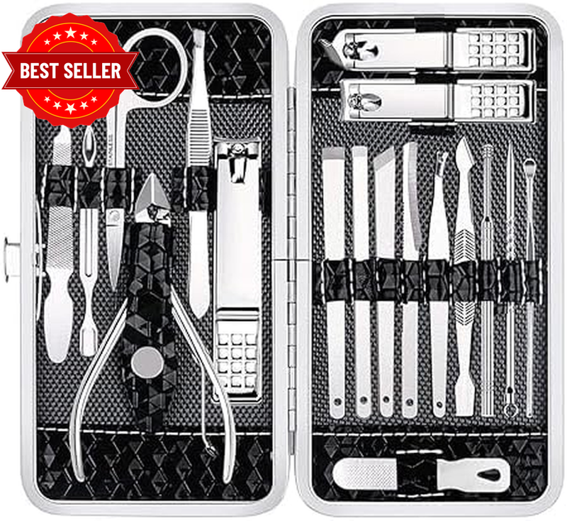 Nail Clippers Set, 18-In-1 Professional Manicure Pedicure Kit, Stainless Steel F