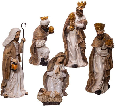 Kurt Adler 13-Inch Glittered, 6-Piece Nativity Set, Multi, N1027