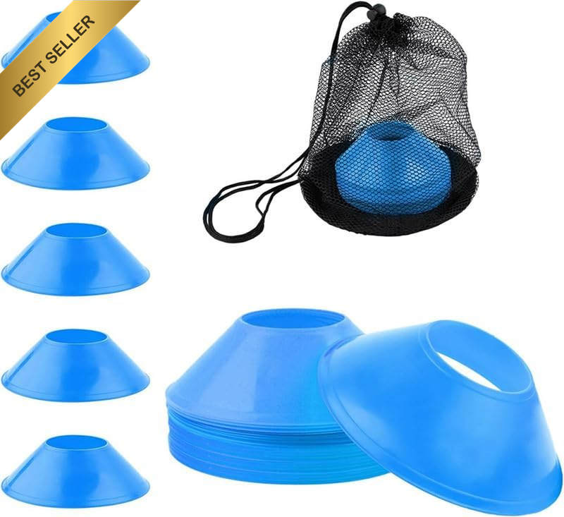 20PC Soccer Markers Disc Net Bag Portable Lightweight Agility Training Cones