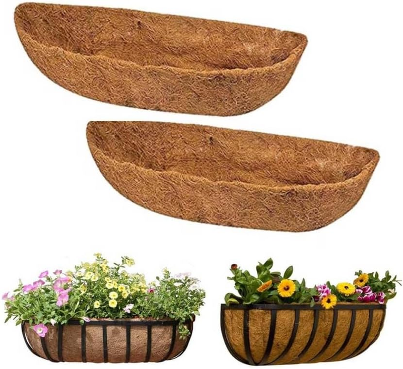 2 Pcs Garden Coconut Planter Liners,Window Box Liners Natural Trough Coco Liner