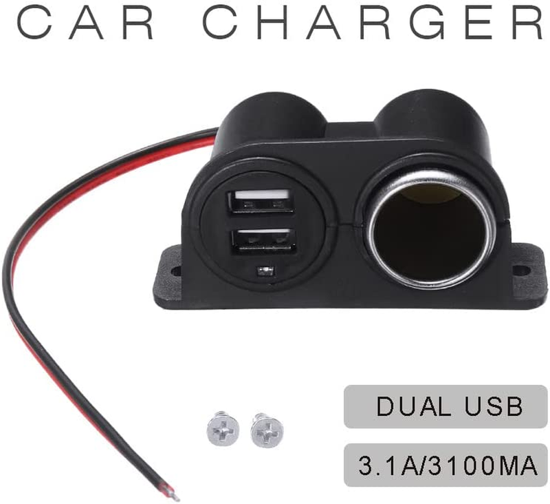Car under Dash Mount Cigarette Lighter 3.1A Dual USB Power Charger Outlet Socket