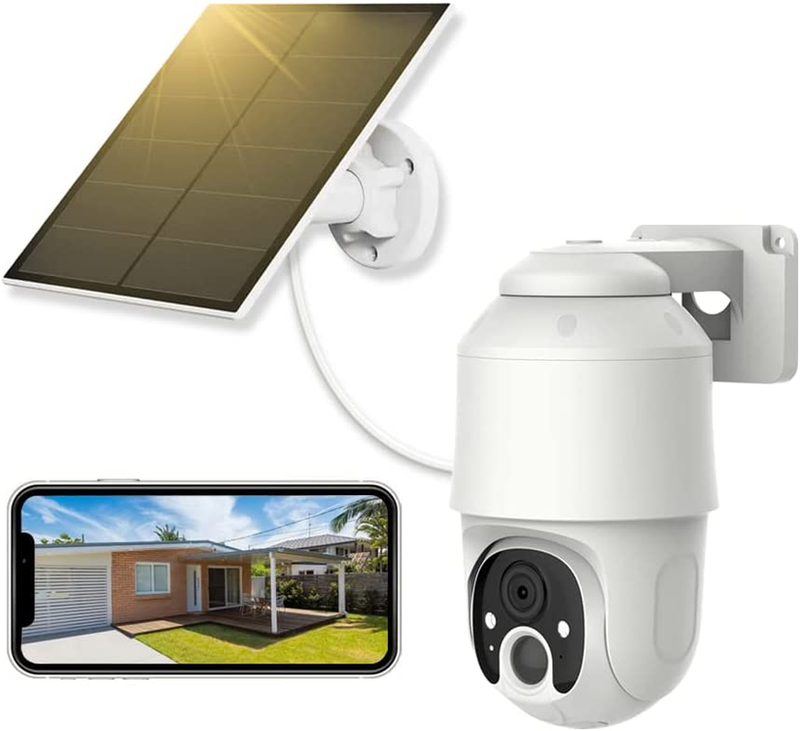 Outdoor Wireless Solar Powered, Pan Tilt Battery Wif