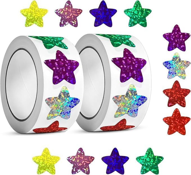 1000PCS Multicolor Star Stickers, Sparkly Foil Small Star Stickers, Motivational