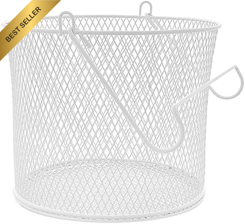 Round Mesh Hanging Peg Basket White Clothes Storage Organizer
