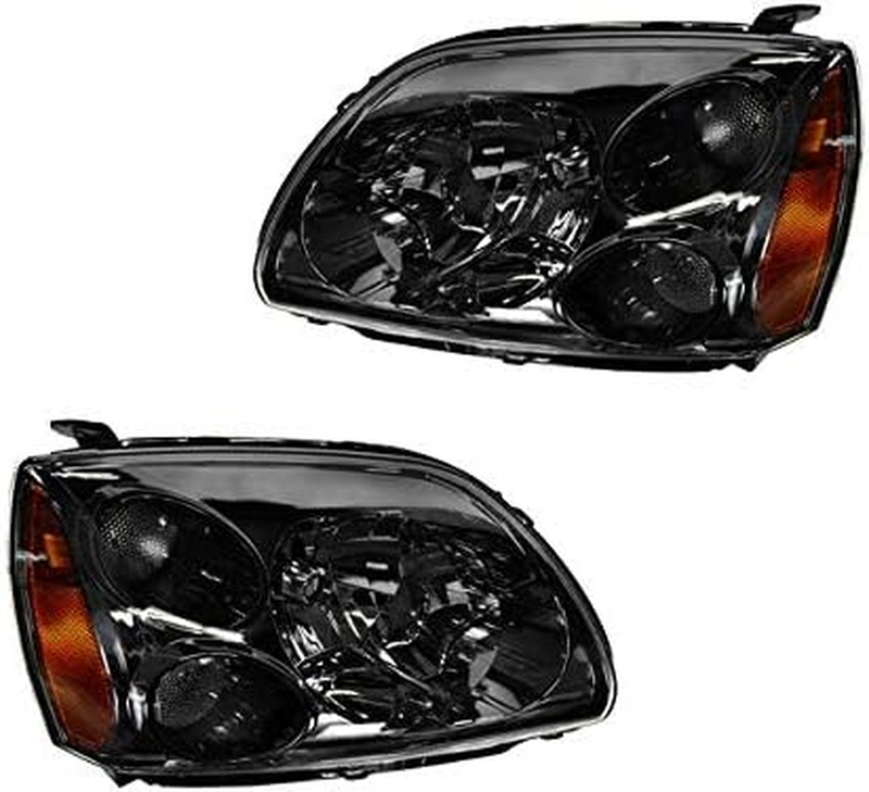Halogen Headlight Assembly Set Dark Bezel for 2004–2012 Mitsubishi Galant
