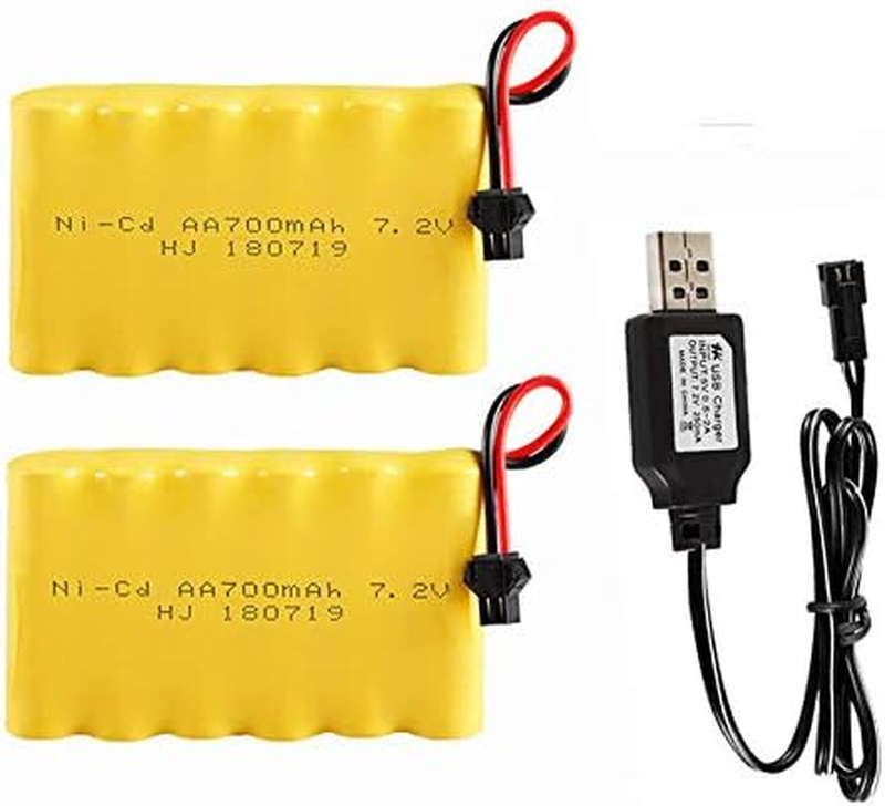 7.2V 700Mah NI-CD Battery Rechargeable for Huina 1550 550 RC Excavator 2 Pack 7.