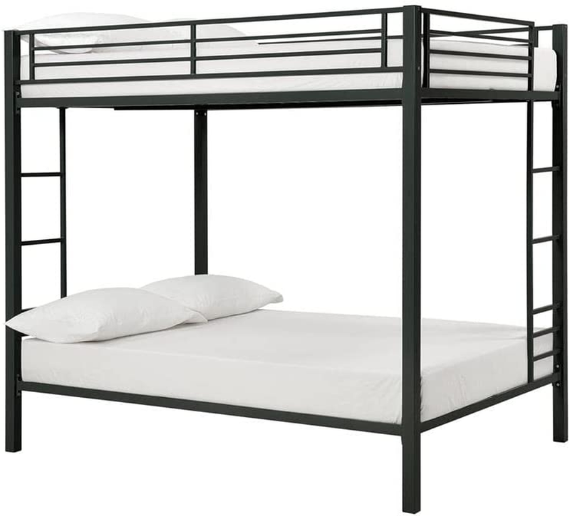 DHP Full over Full Bunk Bed for Kids, Metal Frame with Ladder (Black)