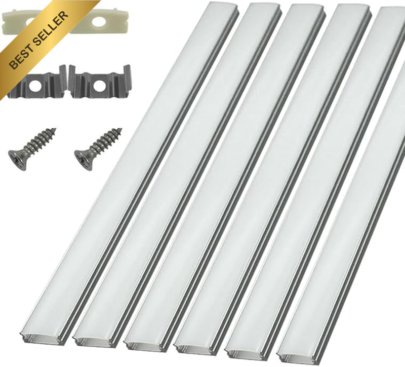 6-Pack 30Cm/1Ft 17.2X7Mm Led Aluminum Channel System U Shape with Cover, Led Str