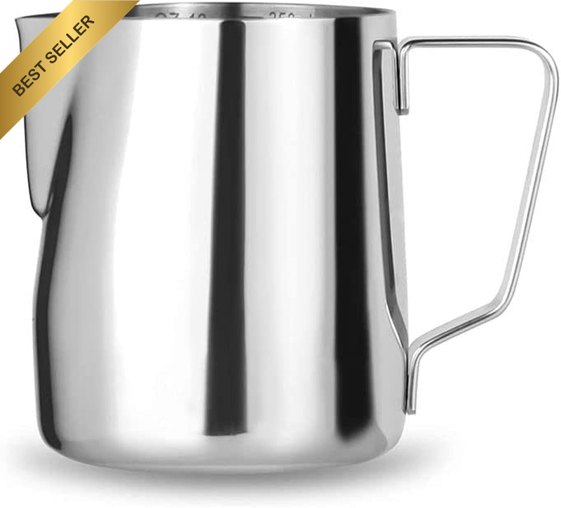 Stainless Steel Milk Frothing Pitcher, 350ml Cappuccino Jug for Latte Art and Es