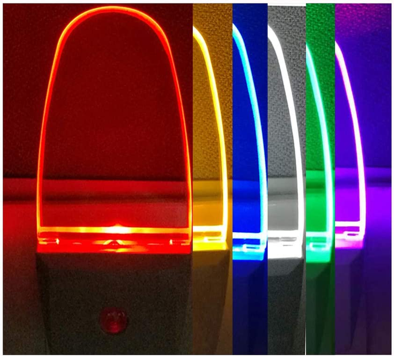 2 Pack Multicolor Night Lights, 7 Color Cycle, Plug In, Auto on Off, SAFE