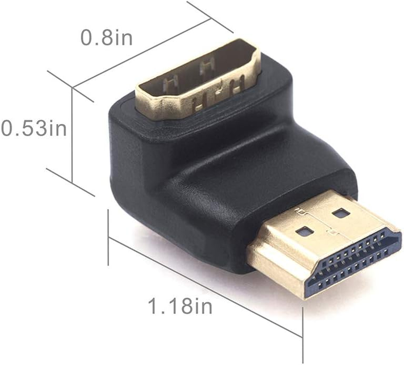 HDMI 90 and 270 Degree Adapter, Right Angle HDMI 2.0 Connector Male to Female fo