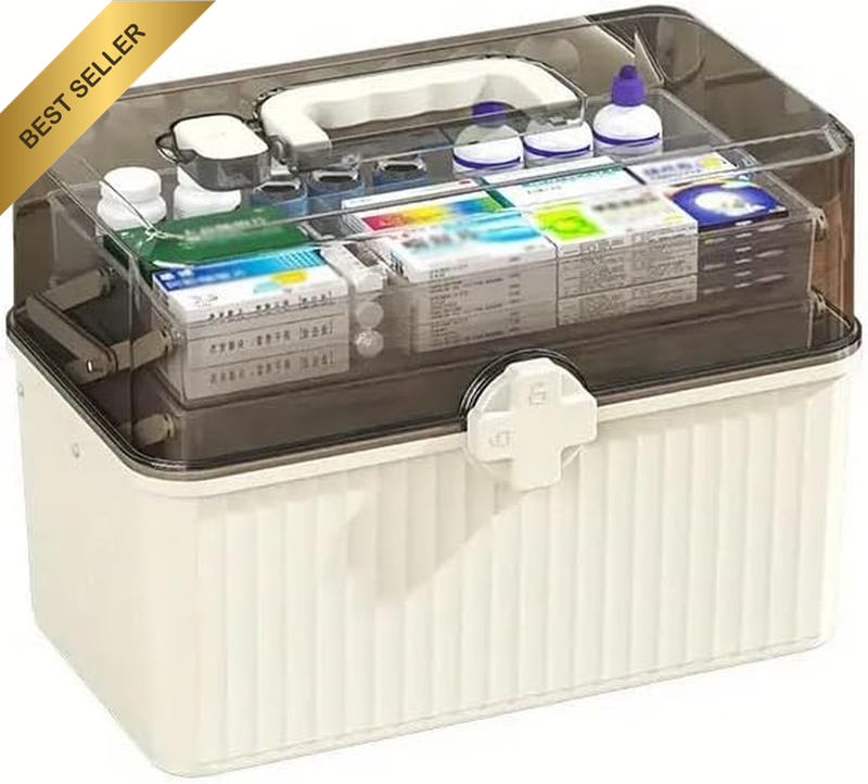 Large-Capacity Multi-Layer Medicine Box with Lockable Transparent Lid – Home Fir