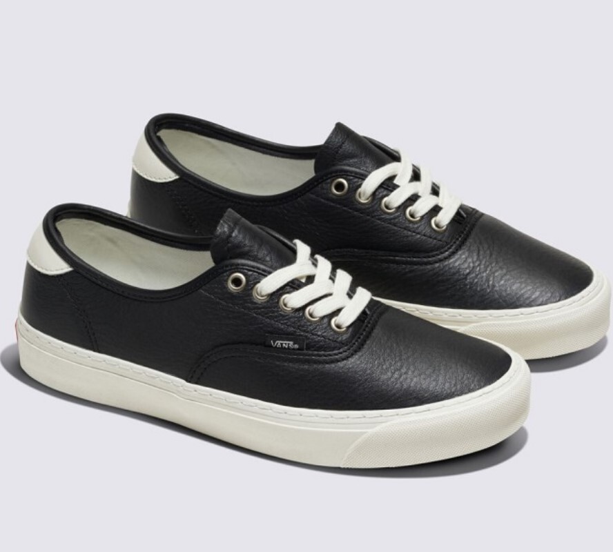 Mens Vans Authentic Leather Black/Black Lace Up Shoes | eBay