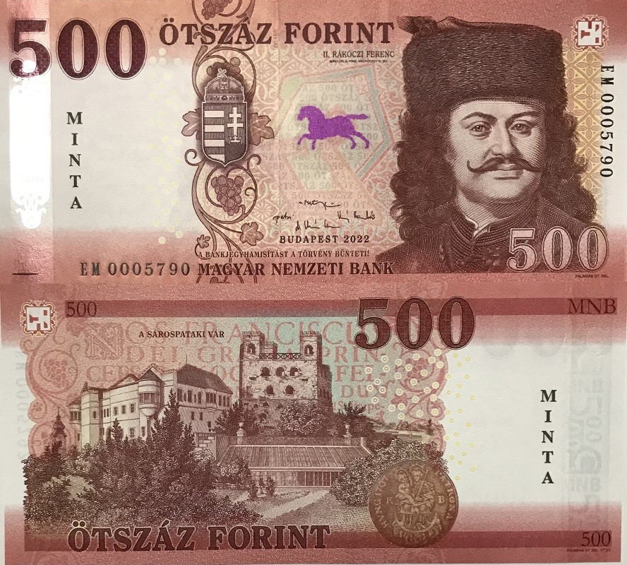 Hungary 500 Forint 2022 MINT Overprint Specimen P 202 UNC ,Sárospatak castle