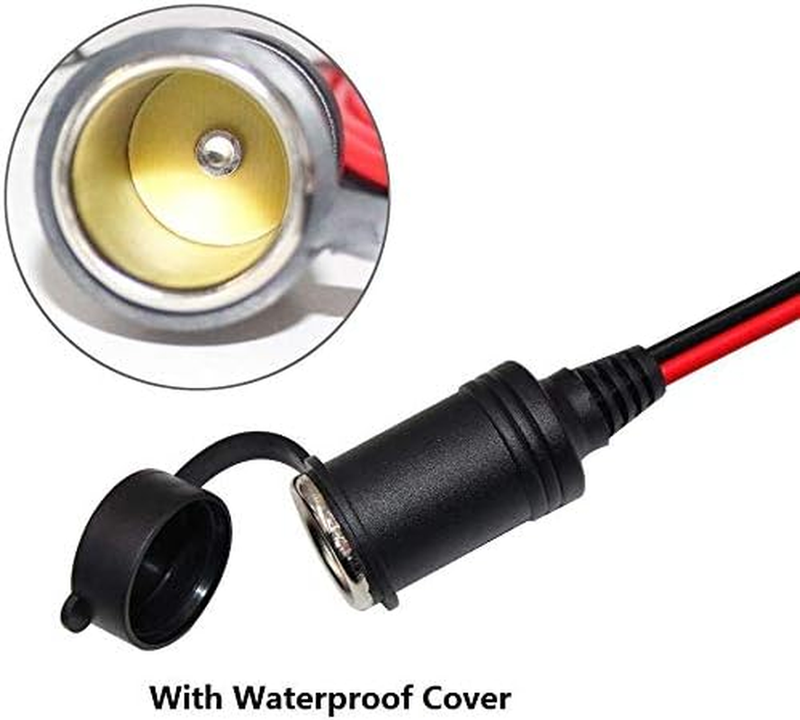 5FT 12V Female Car Cigarette Lighter Socket Extension Cord with Battery Alligato