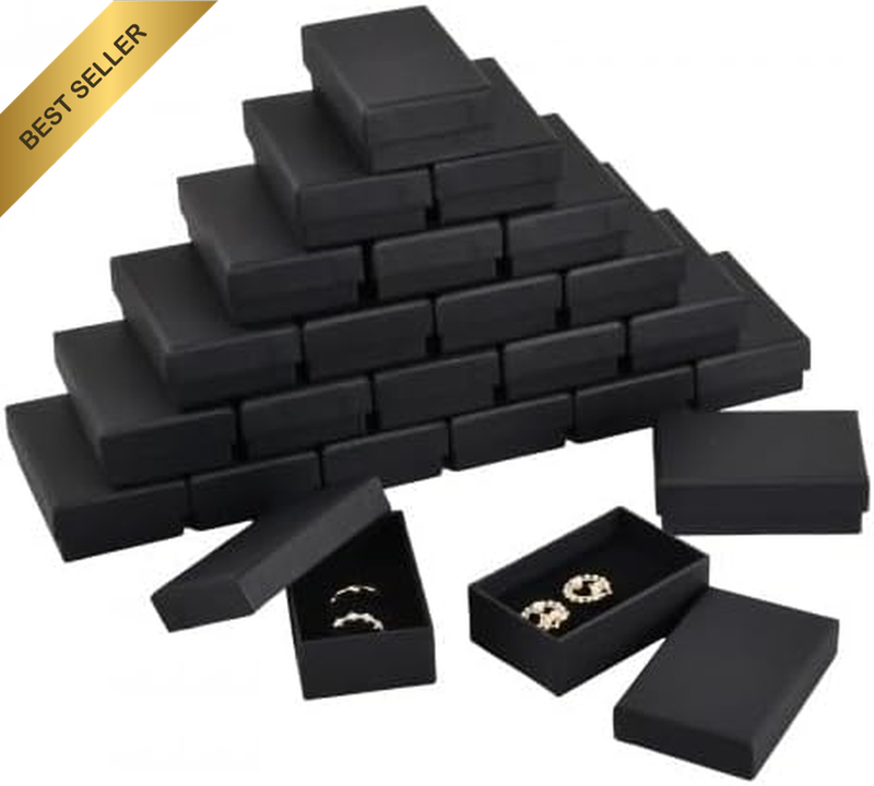 24 Pack Cardboard Jewelry Boxes, Black Gift Boxes Gift Packaging Jewelry Organiz