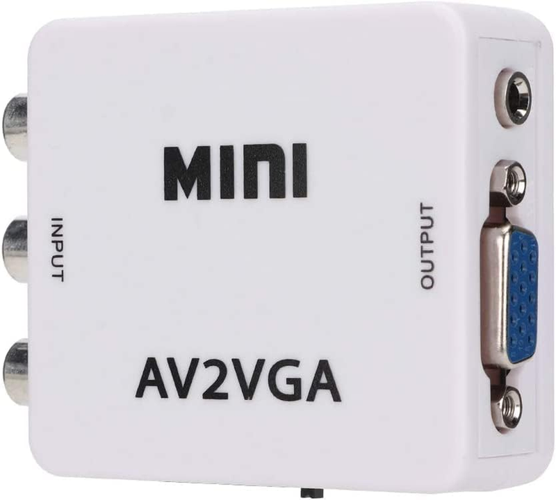 Video Converter, 480P Mini AV to VGA Adapter, Composite TV Set-Top Box Audio Vid