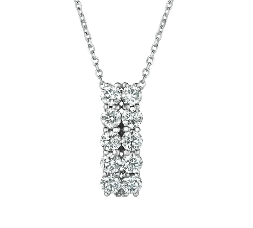 Pre-owned Morris 2.00 Carat Natural Diamond Two Rows Necklace 14k White Gold G-h Si 18''