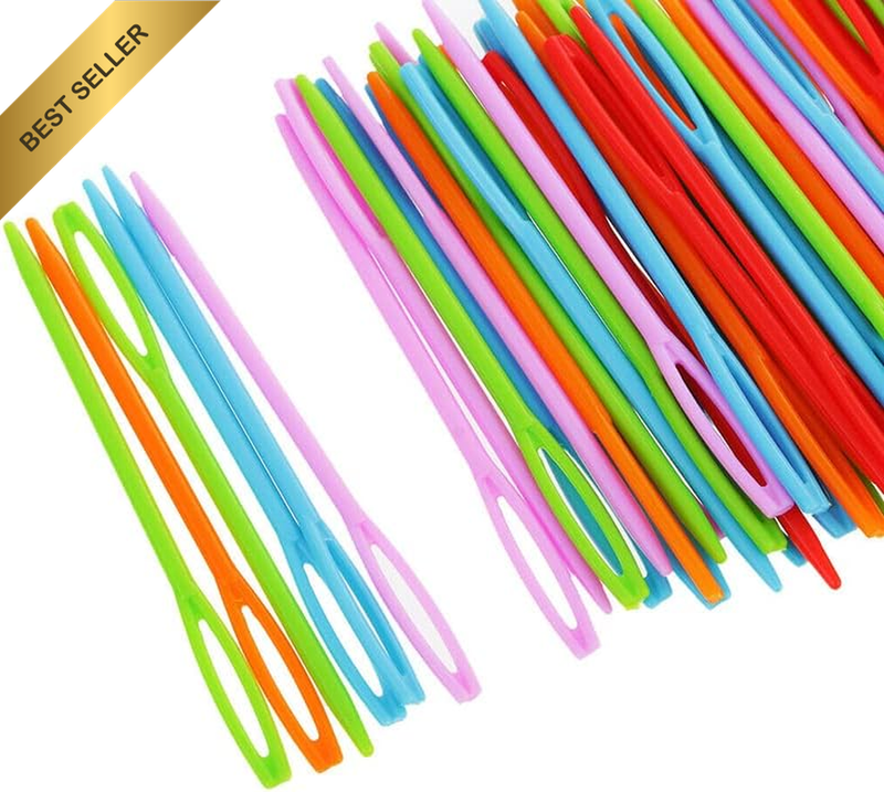Mix Colour 20PCS Large Eye Plastic Needles 2.7Inch/7Cm Learning Needles Darning