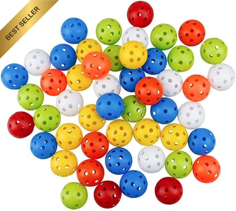 50PCS Plastic Airflow Perforated Golf Training Balls, Lightweight Hollow Design,