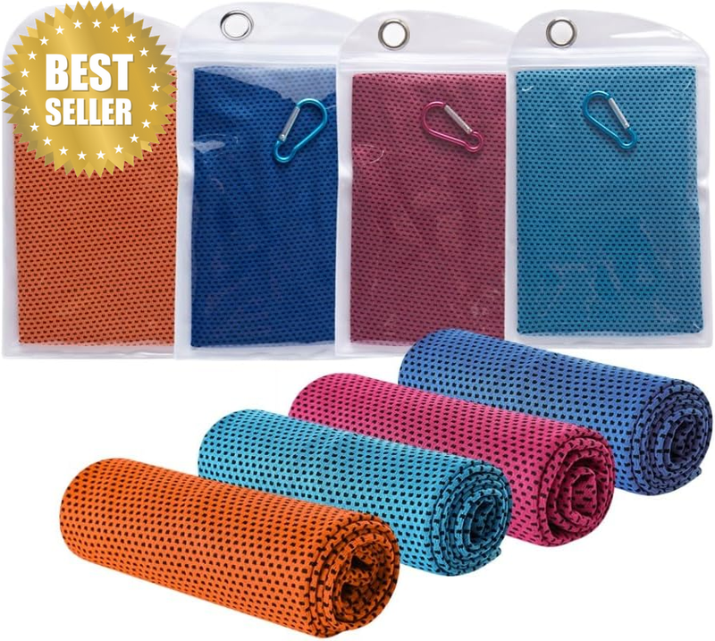 4PCS Cooling Towels, Super Fiber Golf Towels,Soft Breathable Cold Yoga, Sports,