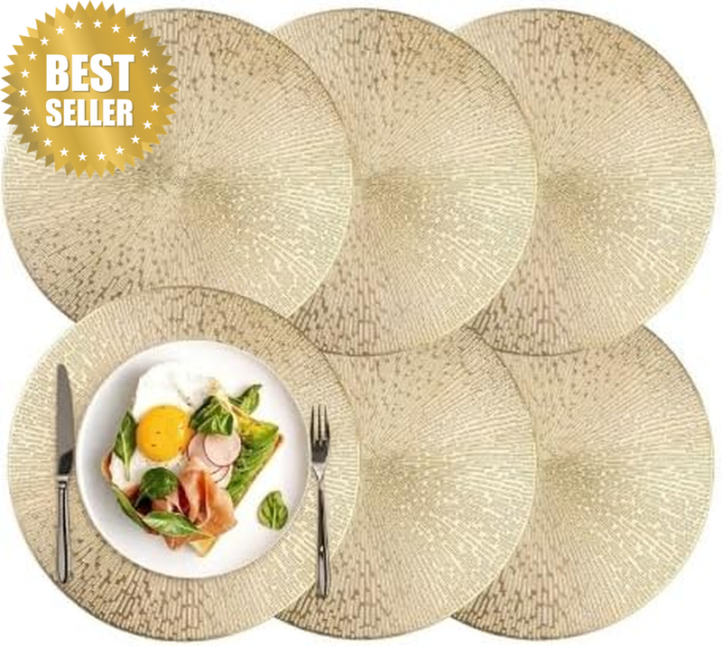 6 Pcs round Placemats, Non-Slip Hollow Table Mats, Decorative Place Mats | Heat