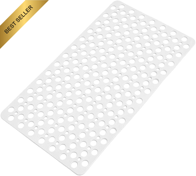Square Shower Mat, Non Slip anti Mould, 75X43Cm, with Suction Cups and Drain Hol