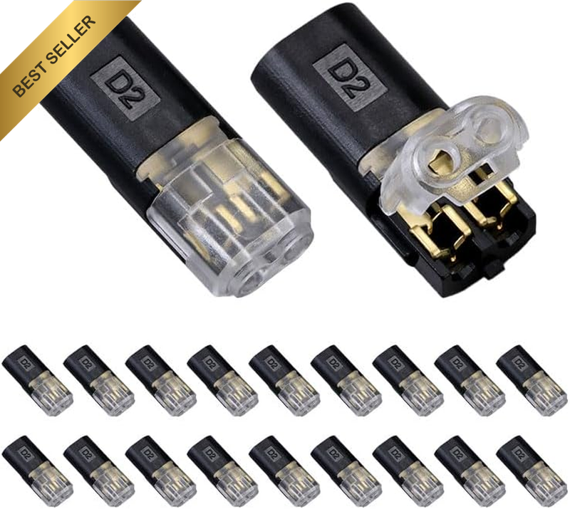 20-Pack Wire Connectors, Waterproof 2-Pin Push-In Quick Automotive Electrical Co