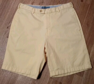 Peter Millar Shorts Mens 32 Winston Washed Chino Yellow High Rise Flat Front