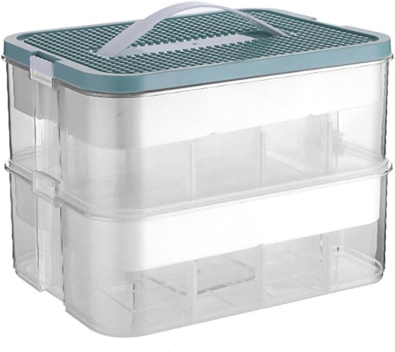 2-Tier Stackable Storage Box, Item Organizer Bins with Compartments