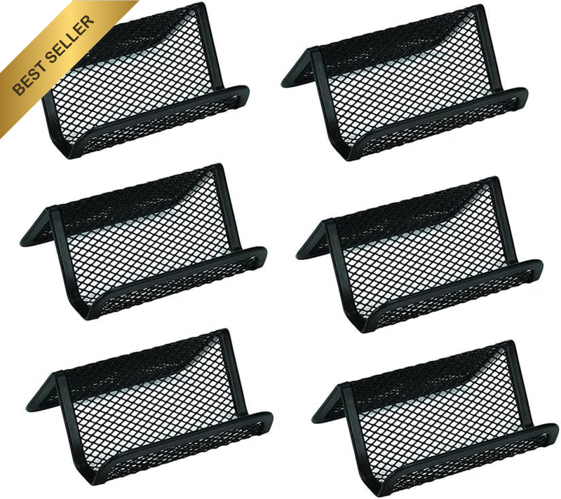 6 Pack Metal Mesh Business Card Holder for Desk