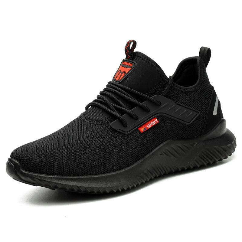 Black steel toe trainers