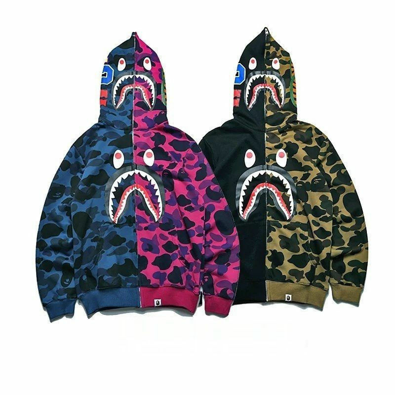 bape hoodie camo blue