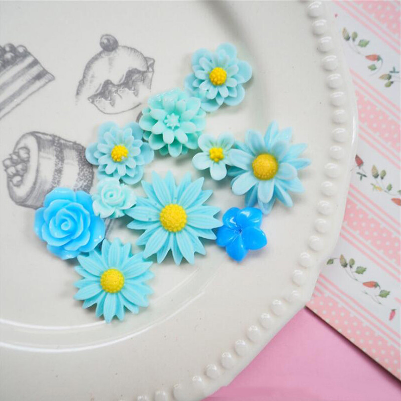 CustomyLife 350pcs Mini Resin Flower For Jewelry Making, Flatback No Hole Cute Daisy Slime Charms, 3D Multicolored Flower Embellishment