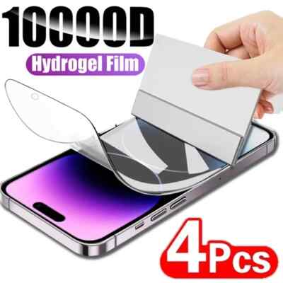 4PCS Hydrogel Screen and 4PCS Camera Lens Protector For iPhone 13 14 15 Pro Max