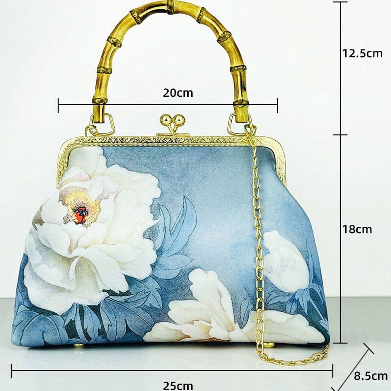 Women Ethnic Peacock Print Retro Bag Crossbody Handbag Chinese Cheongsam Bags