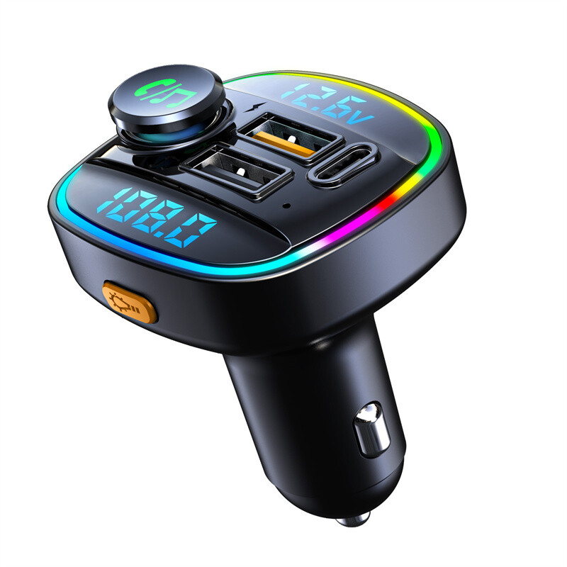 Dual Display Voltage Detection Auto Car Bluetooth FM Radio MP3 USB Fast Charger