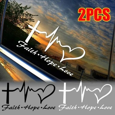 Car Stickers Auot Windshield Faith Hope Love Electrocardiogram Heart Decal Car