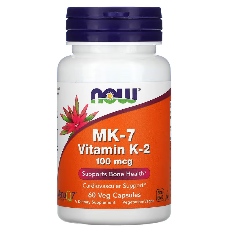 NOW Foods MK-7 Vitamin K-2 100mcg - 60 Veg Capsules | Cardiovascular Support