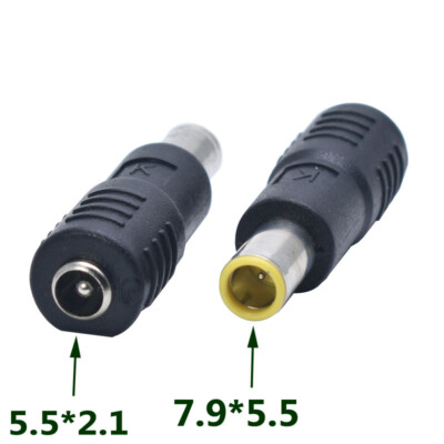 2PC DC 7.9 x 5.5mm Male Plug to 5.5 x 2.1mm Female DC Power Adapter Jack Laptop